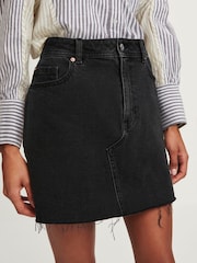 Black Denim Raw Hem 100% Cotton Mini Skirt - Image 7 of 9