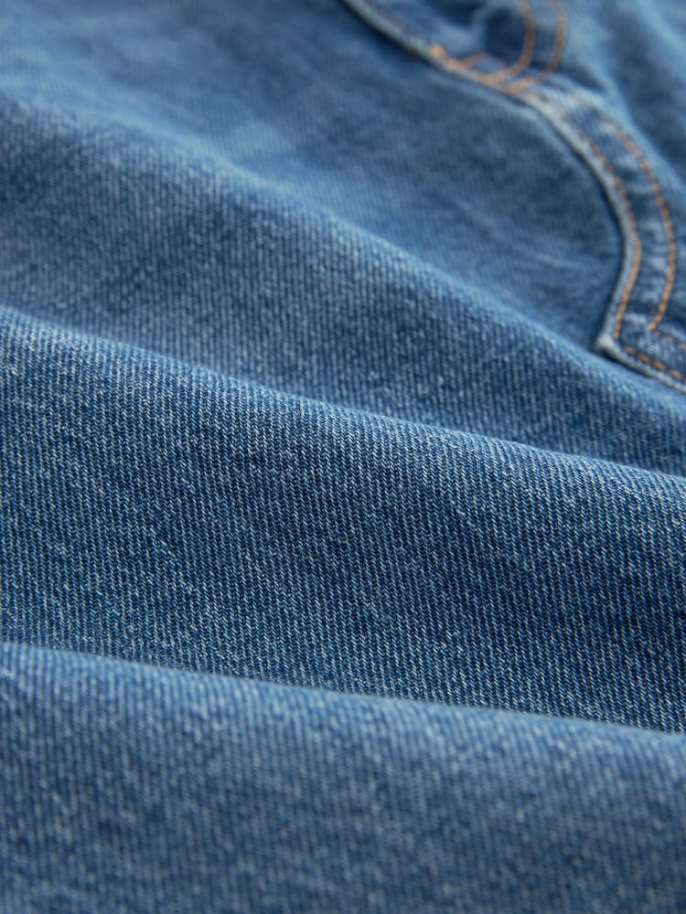 Mid Blue Denim Raw Hem 100% Cotton Mini Skirt - Image 6 of 6
