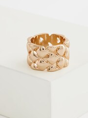 Gold Tone Diamond Band Chunky Ring Made with Recycled Metal - Image 2 of 2