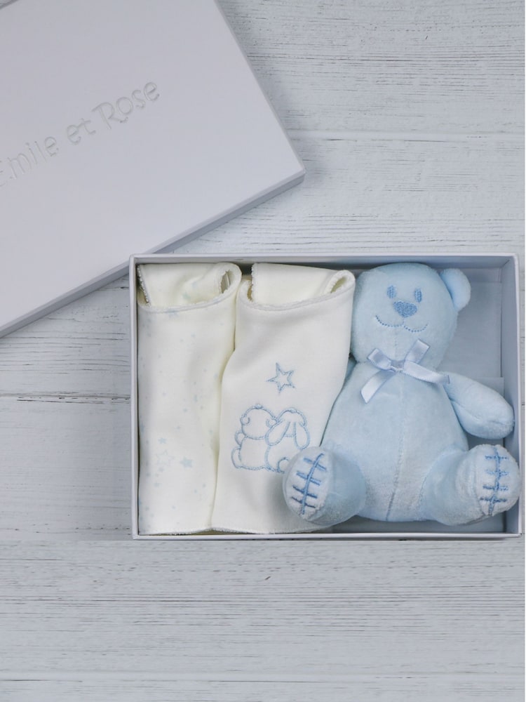 Emile Et Rose Embroidered 100% Cotton Bib & Toy Baby Gift Set - Image 1 of 5