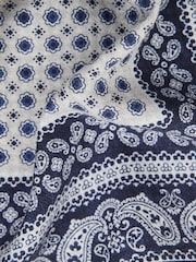 Reiss Navy/Ivory Vivara Reversible Silk Pocket Square - Image 5 of 5