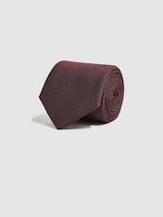 Reiss Burgundy Ceremony Textured Silk Blend Tie - Image 3 of 5