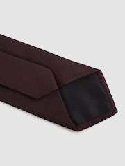 Reiss Burgundy Ceremony Textured Silk Blend Tie - Image 4 of 5