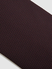 Reiss Burgundy Ceremony Textured Silk Blend Tie - Image 5 of 5