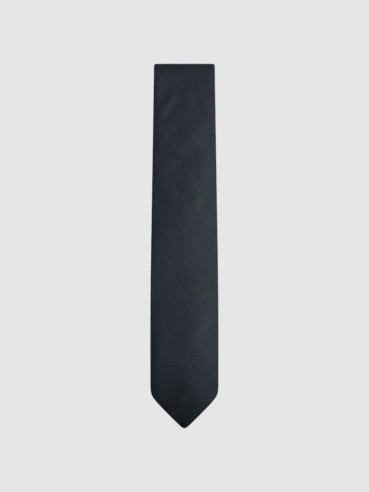 Reiss Navy Ceremony Textured Silk-Blend Tie - Image 1 of 5
