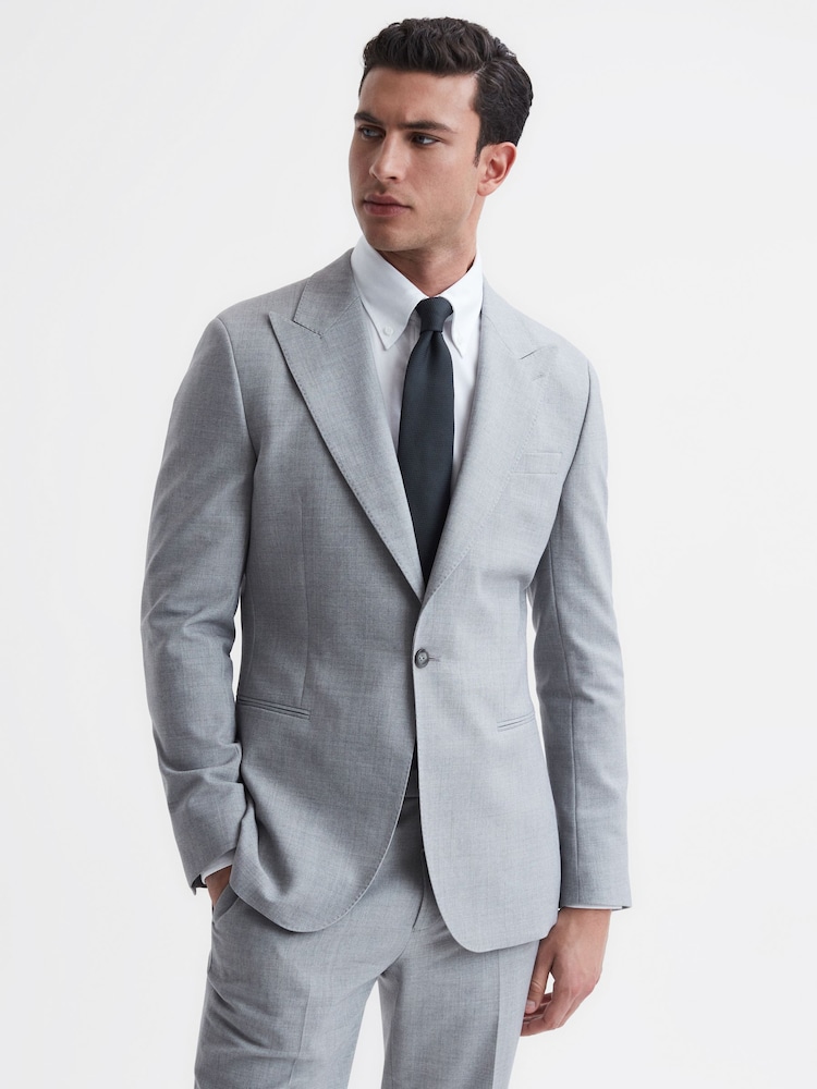 Reiss Navy Ceremony Textured Silk-Blend Tie - Image 1 of 5
