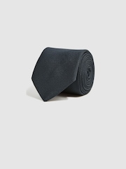 Reiss Navy Ceremony Textured Silk-Blend Tie - Image 2 of 5