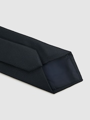 Reiss Navy Ceremony Textured Silk-Blend Tie - Image 5 of 5