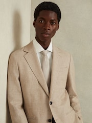 Reiss Soft Champagne Ceremony Textured Silk Blend Tie - Image 2 of 5