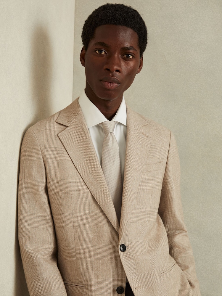 Reiss Soft Champagne Ceremony Textured Silk Blend Tie - Image 2 of 5