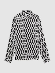 Reiss Black Mozart Monogram Button-Through Shirt - Image 2 of 5