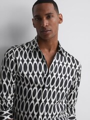 Reiss Black Mozart Monogram Button-Through Shirt - Image 3 of 5