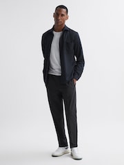 Reiss Navy Moritz Textured Button-Through Overshirt - Image 4 of 5