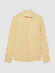 Reiss Lemon Ruban Linen Button-Through Shirt - Image 1 of 4