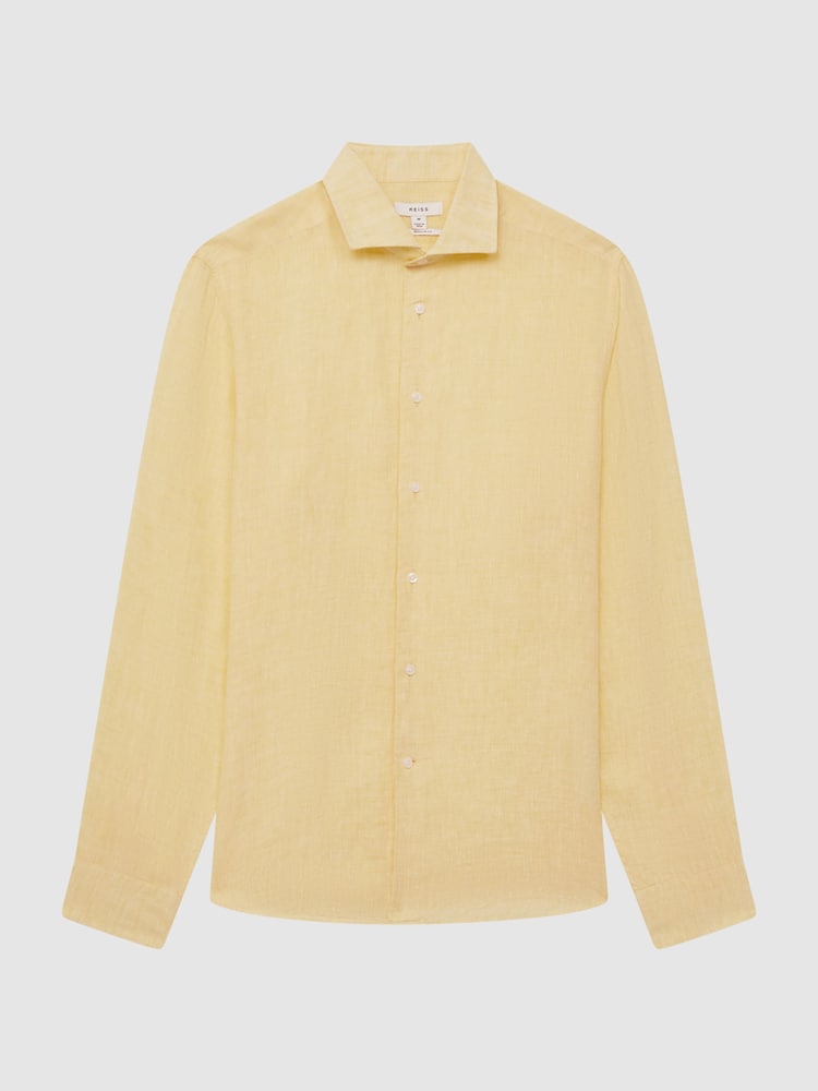 Reiss Lemon Ruban Linen Button-Through Shirt - Image 1 of 4
