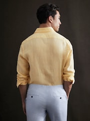 Reiss Lemon Ruban Linen Button-Through Shirt - Image 3 of 4