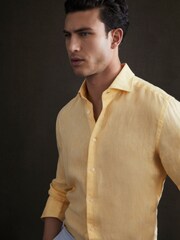 Reiss Lemon Ruban Linen Button-Through Shirt - Image 7 of 8