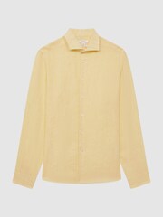 Reiss Lemon Ruban Linen Button-Through Shirt - Image 8 of 8