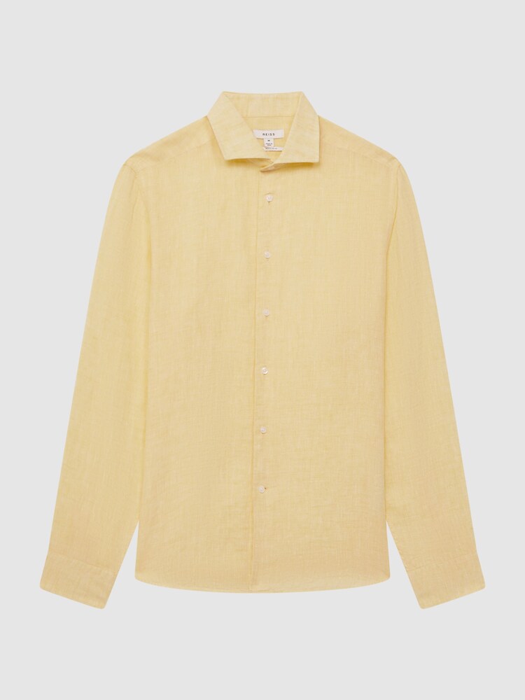 Reiss Lemon Ruban Linen Button-Through Shirt - Image 8 of 8