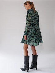 Religion Green A-Line Shirt Dress With Pockets And Long Sheer Sleeves - Image 2 of 6