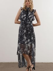 Religion Black High Low Eclipse Maxi Dress with Ruffle Sleeve - Image 1 of 6