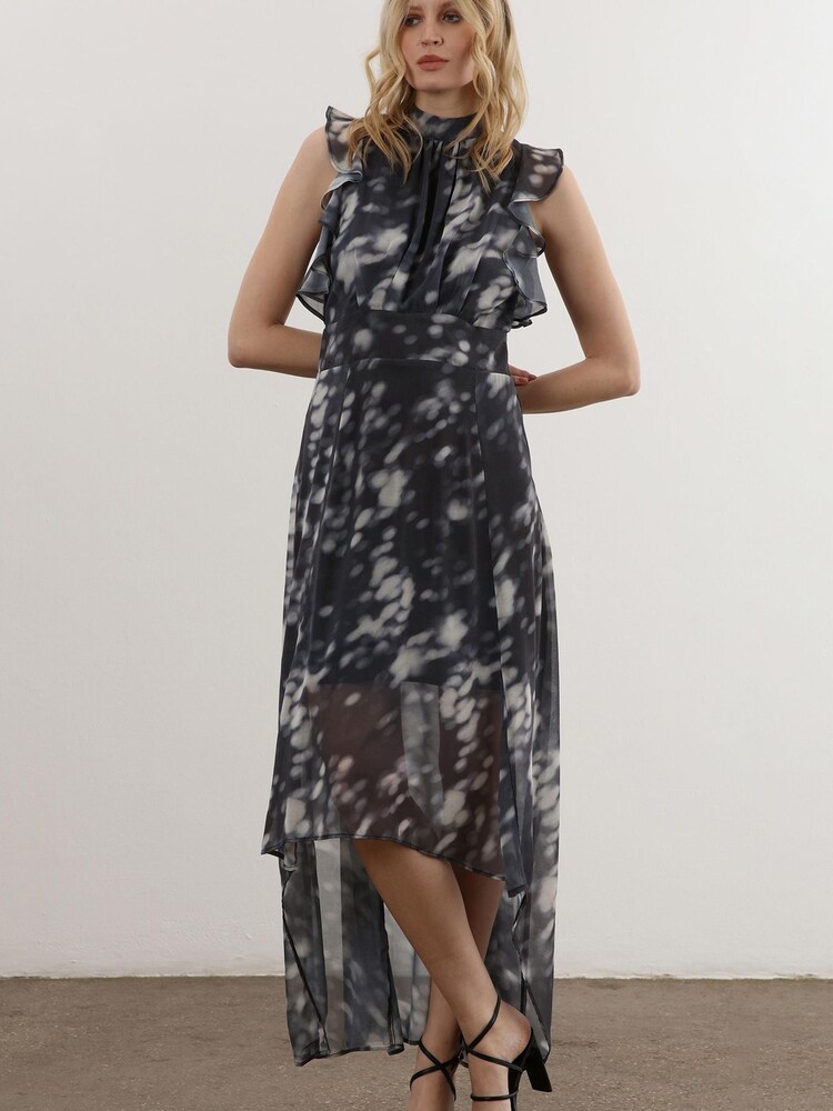 Religion Black High Low Eclipse Maxi Dress with Ruffle Sleeve - Image 1 of 6 Religion Black High Low Eclipse Maxi Dress with Ruffle Sleeve - Image 1 of 6