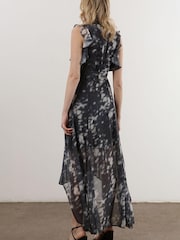 Religion Black High Low Eclipse Maxi Dress with Ruffle Sleeve - Image 2 of 6