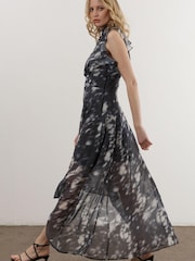 Religion Black High Low Eclipse Maxi Dress with Ruffle Sleeve - Image 3 of 6