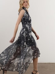 Religion Black High Low Eclipse Maxi Dress with Ruffle Sleeve - Image 4 of 6