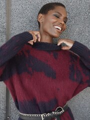 Religion Blue High Neck Jumper Tunic Dress In Neutral Pattern - Image 2 of 8