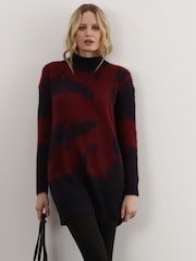 Religion Blue High Neck Jumper Tunic Dress In Neutral Pattern - Image 8 of 8