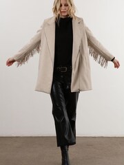 Religion Cream Mid Length Lighweight Coat with Suede Tassles - Image 4 of 6