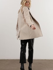 Religion Cream Mid Length Lighweight Coat with Suede Tassles - Image 5 of 6