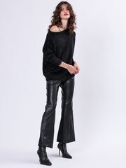 Religion Black Off The Shoulder Super Soft Fluffy Jumper - Image 4 of 6