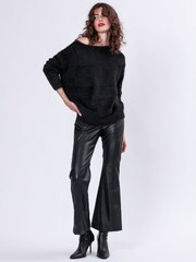 Religion Black Off The Shoulder Super Soft Fluffy Jumper - Image 5 of 6
