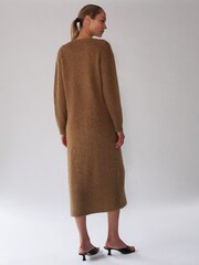 Religion Brown Cosy Heritage Knitted Midi Dress In Soft Fluffy Yarn - Image 4 of 8