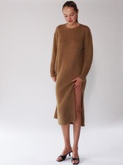 Religion Brown Cosy Heritage Knitted Midi Dress In Soft Fluffy Yarn - Image 6 of 8