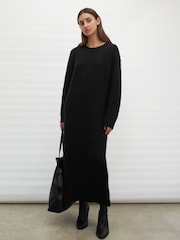 Religion Black Cosy Heritage Knitted Midi Dress In Soft Fluffy Yarn - Image 1 of 6