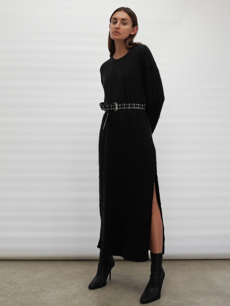 Religion Black Cosy Heritage Knitted Midi Dress In Soft Fluffy Yarn - Image 2 of 6