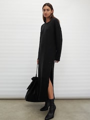 Religion Black Cosy Heritage Knitted Midi Dress In Soft Fluffy Yarn - Image 4 of 6