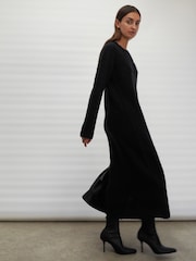 Religion Black Cosy Heritage Knitted Midi Dress In Soft Fluffy Yarn - Image 5 of 6
