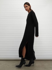 Religion Black Cosy Heritage Knitted Midi Dress In Soft Fluffy Yarn - Image 6 of 6