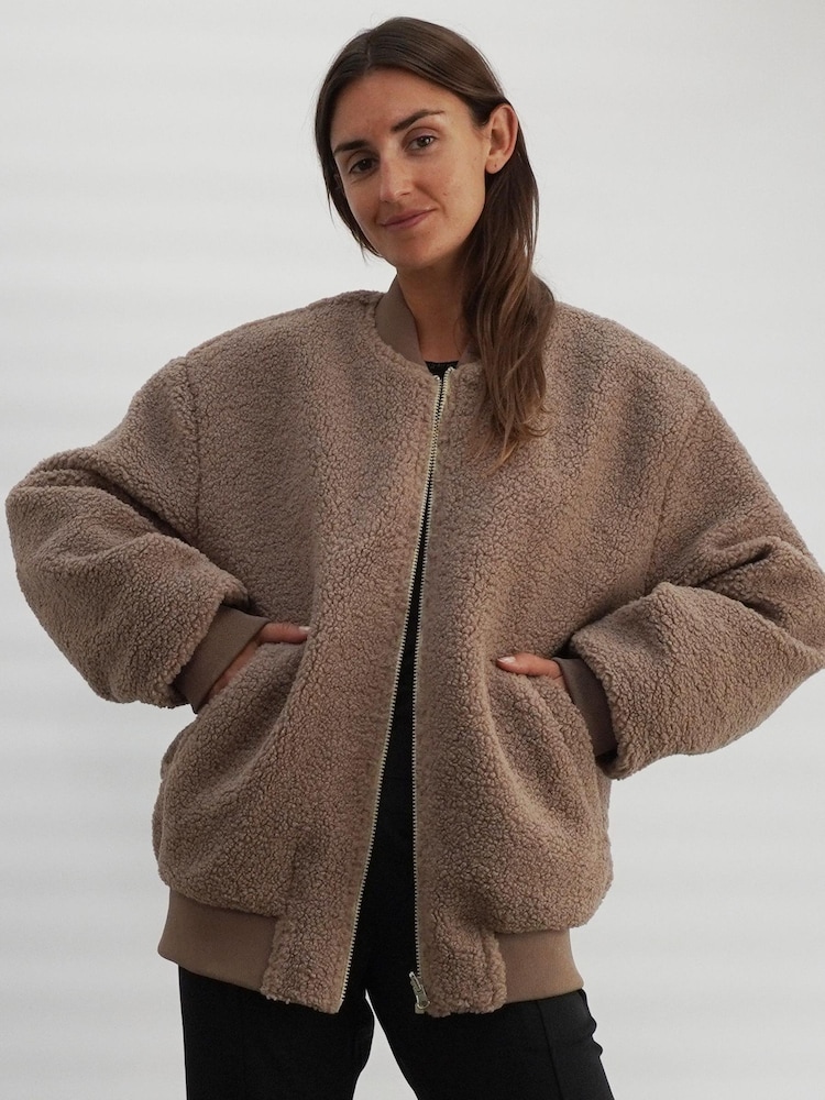 Religion Natural Reversible Nylon Fleece Teddy Bomber Jacket - Image 2 of 9