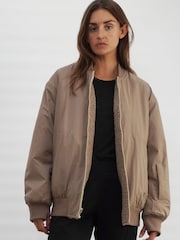 Religion Natural Reversible Nylon Fleece Teddy Bomber Jacket - Image 3 of 9