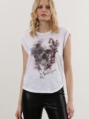 Religion White Cute Change T-Shirt with Cut Work and Beading - Image 1 of 1