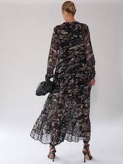 Religion Black Tiered Maxi Shirt Dress In Beautiful Prints - Image 4 of 8