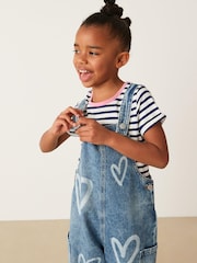 Denim Heart Print Mom Dungarees (3-16yrs) - Image 3 of 6