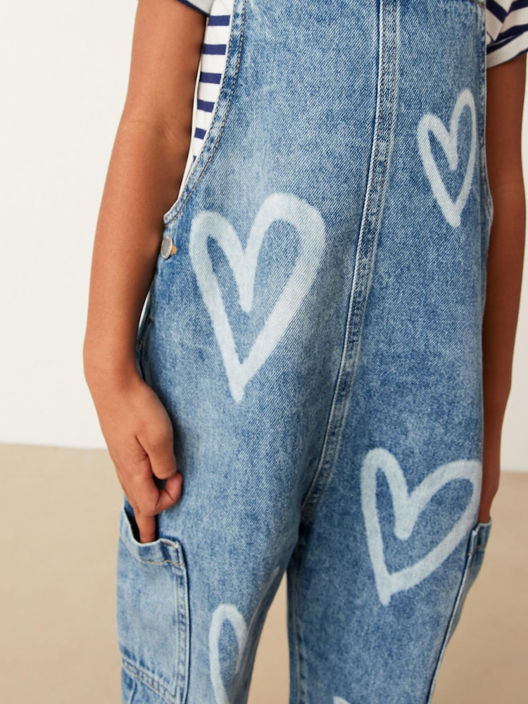 Denim Heart Print - Ogrodniczki o kroju mom (3–16 lat) - Image 4 of 6