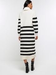 River Island Cream Stripe Roll Neck Midi Dress - Image 2 of 4