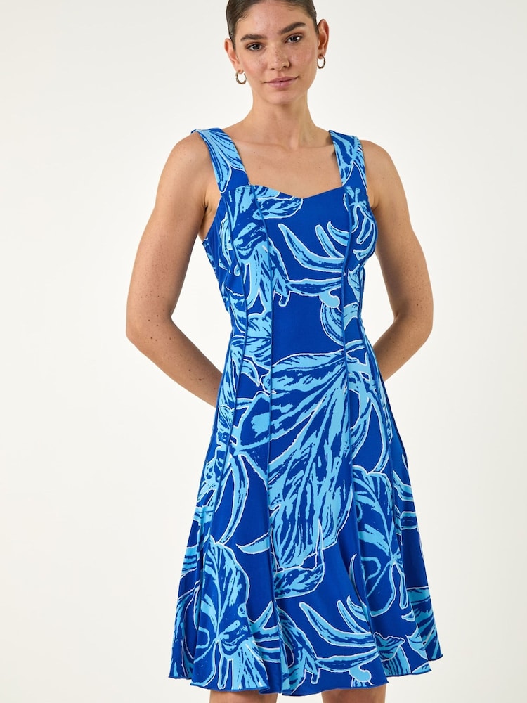 Roman Blue Abstract Panel Dress - Image 2 of 4 Roman Blue Abstract Panel Dress - Image 2 of 4